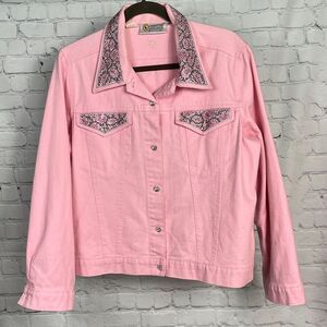 Christine Alexander Swarovski Crystals Pink Denim size Large